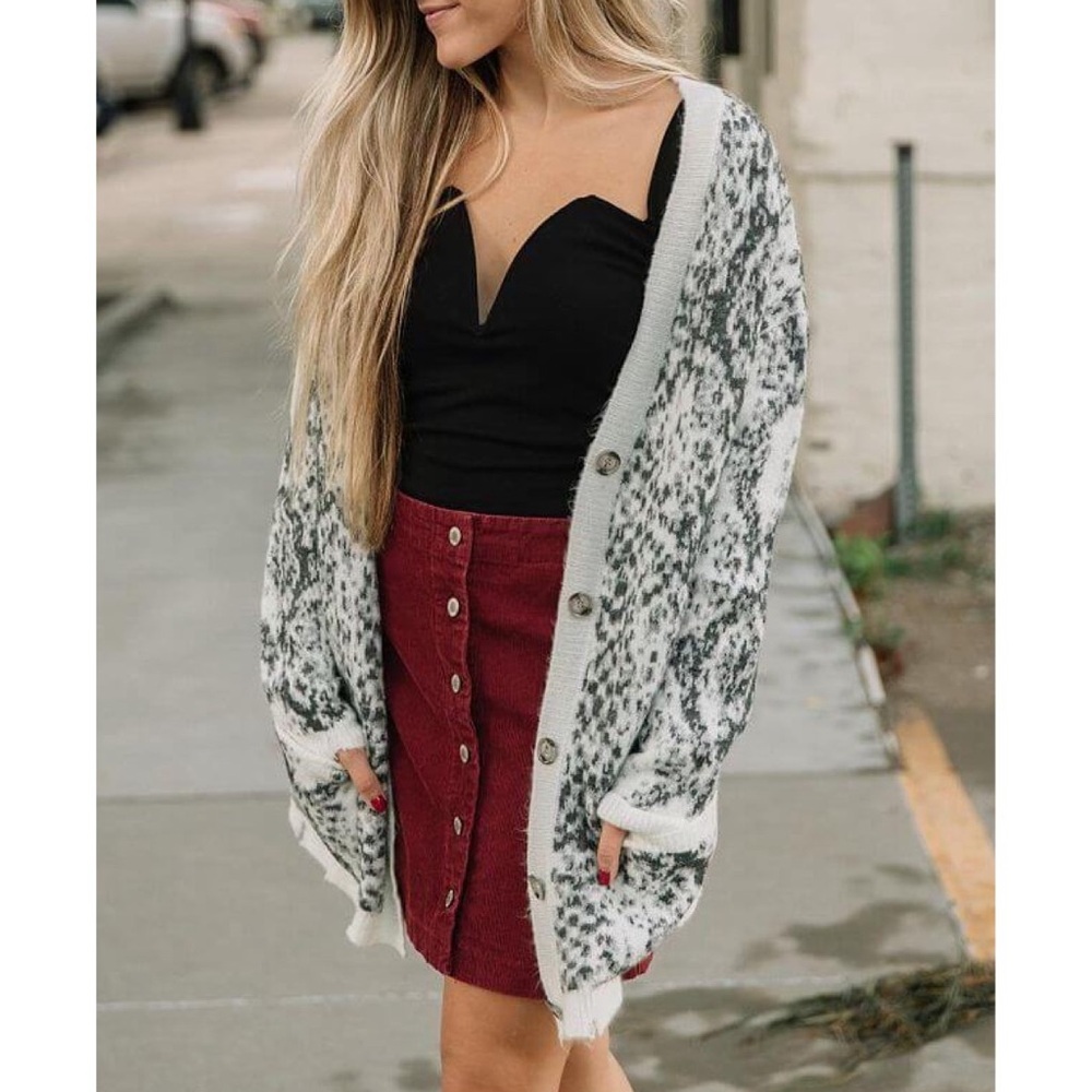 Willow & Root Snake Print Cardigan Sweater
